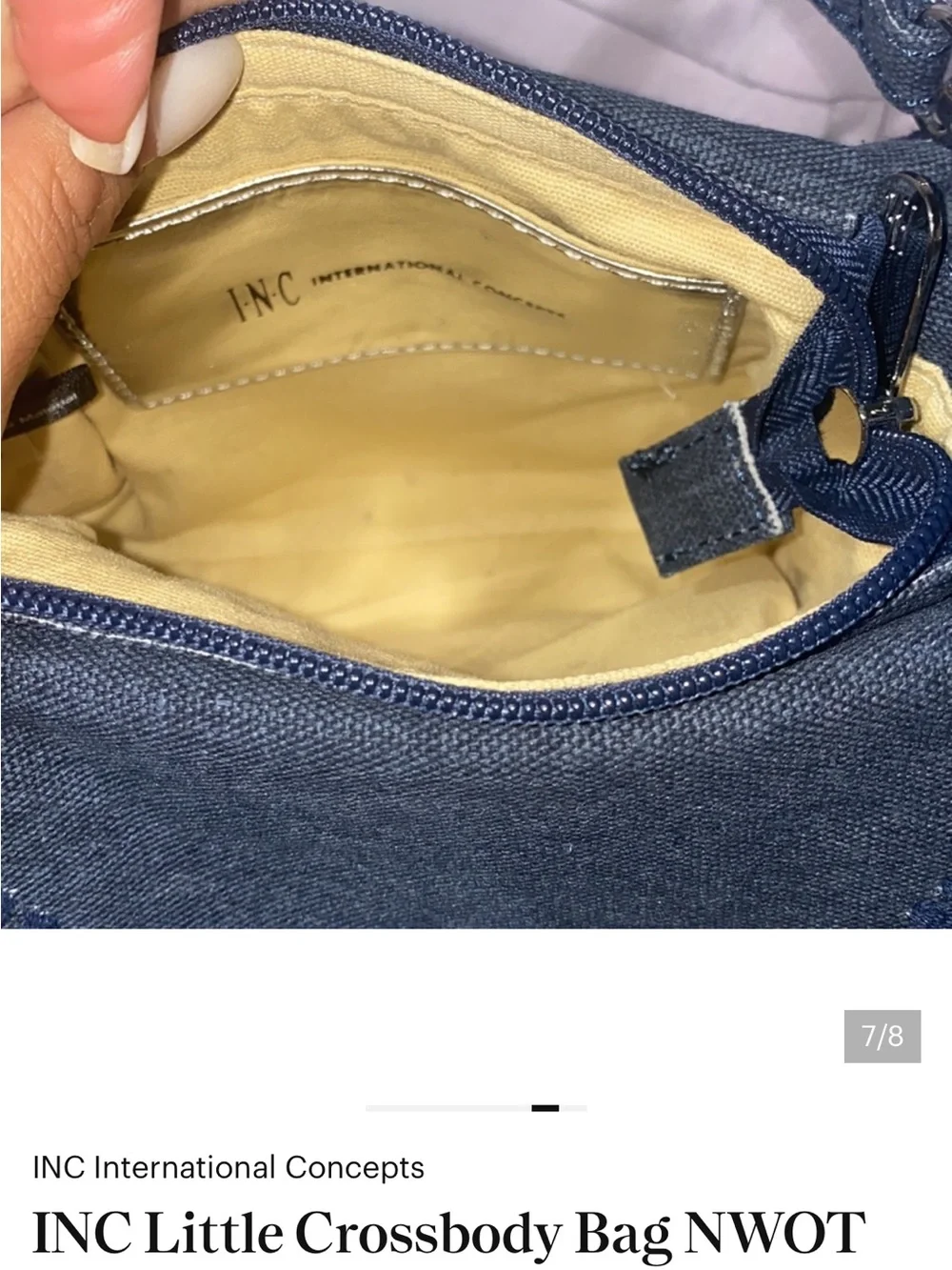 INC International Concepts Denim Blue Chain-Accent Crossbody Bag